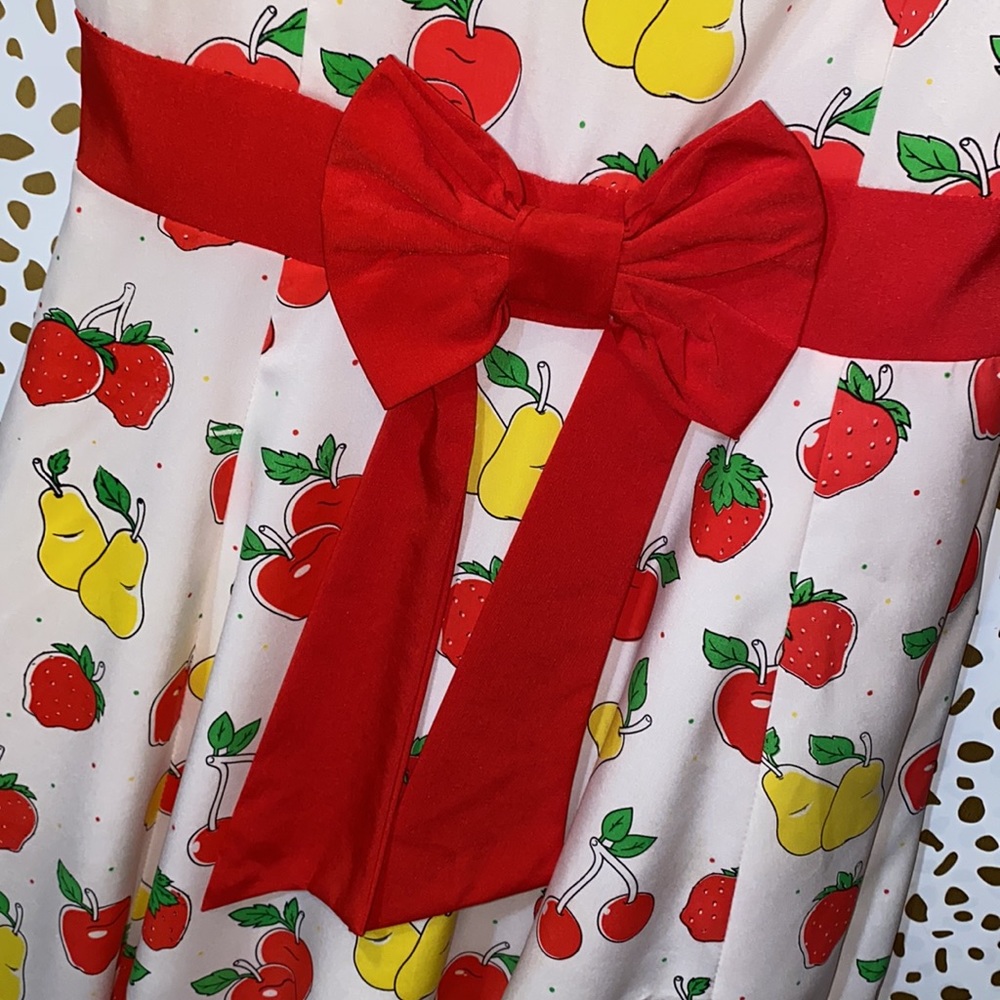 Sourpuss White Dress with Red Accents and Fruit Print - Picture 11 of 11